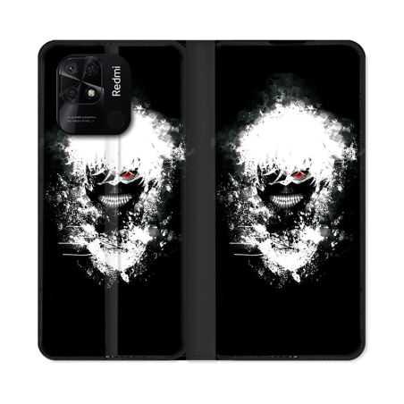 Housse cuir portefeuille Pour Xiaomi Redmi 10C Manga Tokyo Ghoul Kaneki Tag