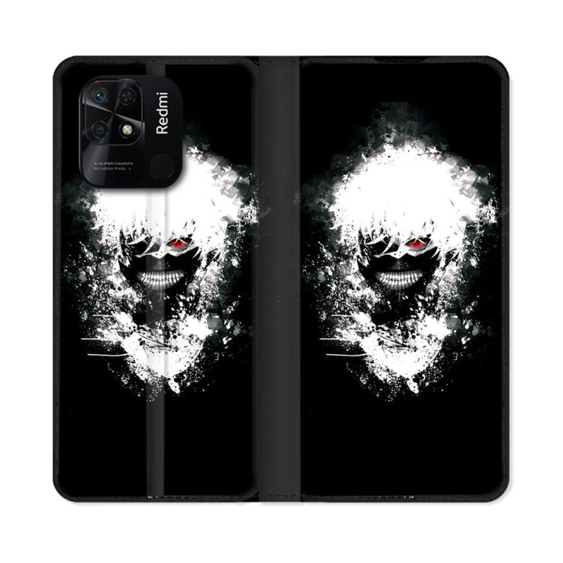 Housse cuir portefeuille Pour Xiaomi Redmi 10C Manga Tokyo Ghoul Kaneki Tag