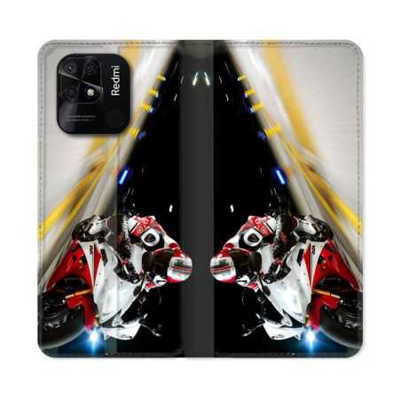 Housse cuir portefeuille Pour Xiaomi Redmi 10C Moto Course GP R6