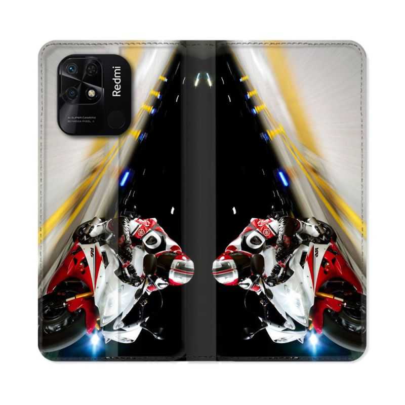 Housse cuir portefeuille Pour Xiaomi Redmi 10C Moto Course GP R6