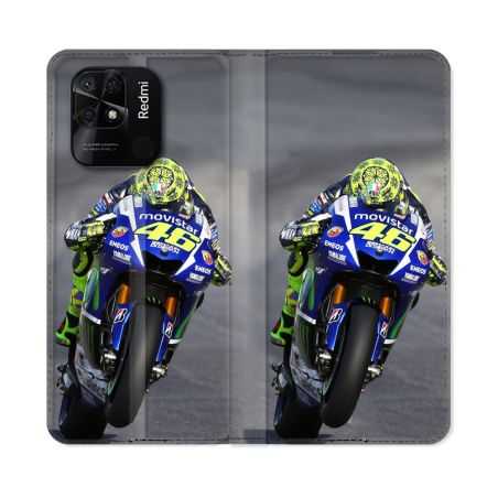 Housse cuir portefeuille Pour Xiaomi Redmi 10C Moto Course GP Wheeling 46