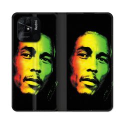 Housse cuir portefeuille Pour Xiaomi Redmi 10C Musique Bob Marley 2