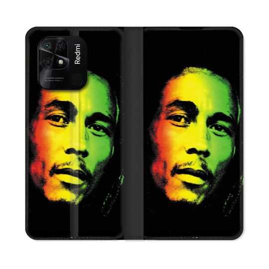 Housse cuir portefeuille Pour Xiaomi Redmi 10C Musique Bob Marley 2