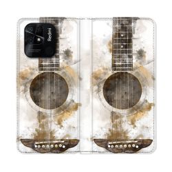 Housse cuir portefeuille Pour Xiaomi Redmi 10C Musique Guitare Tag