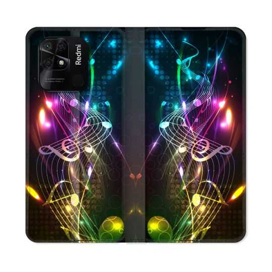 Housse cuir portefeuille Pour Xiaomi Redmi 10C Musique Partition Multicolore