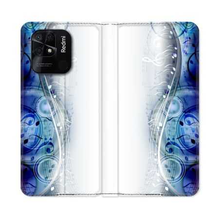Housse cuir portefeuille Pour Xiaomi Redmi 10C Musique Partition Vague