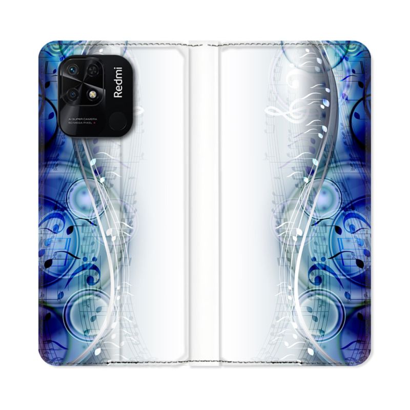 Housse cuir portefeuille Pour Xiaomi Redmi 10C Musique Partition Vague
