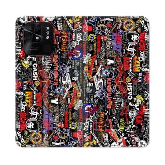 Housse cuir portefeuille Pour Xiaomi Redmi 10C Musique Rock Groupe
