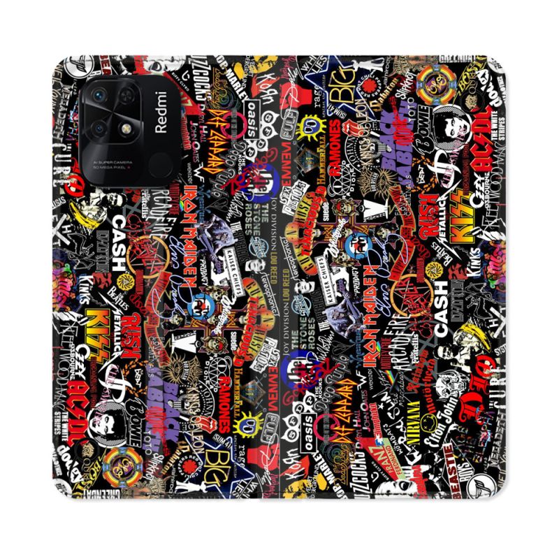 Housse cuir portefeuille Pour Xiaomi Redmi 10C Musique Rock Groupe