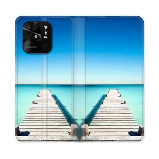 Housse cuir portefeuille Pour Xiaomi Redmi 10C Nature Pont Mer