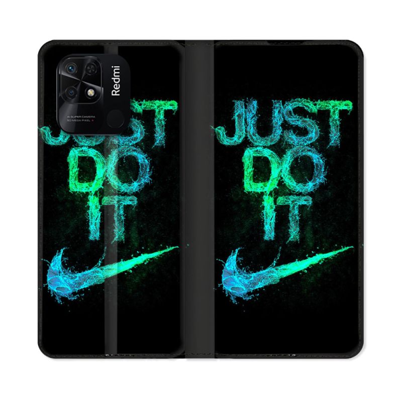 Housse cuir portefeuille Pour Xiaomi Redmi 10C Nike Just Do It