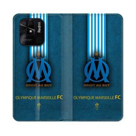 Housse cuir portefeuille Pour Xiaomi Redmi 10C Olympique Marseille OM Bande