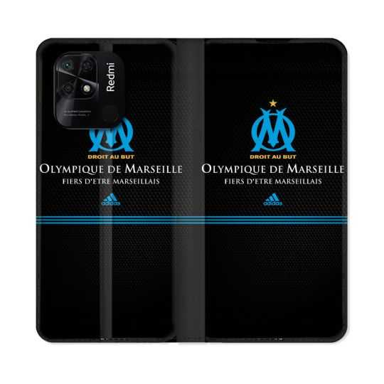 Housse cuir portefeuille Pour Xiaomi Redmi 10C Olympique Marseille OM Fier etre Marseillais