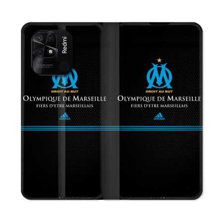 Housse cuir portefeuille Pour Xiaomi Redmi 10C Olympique Marseille OM Fier etre Marseillais