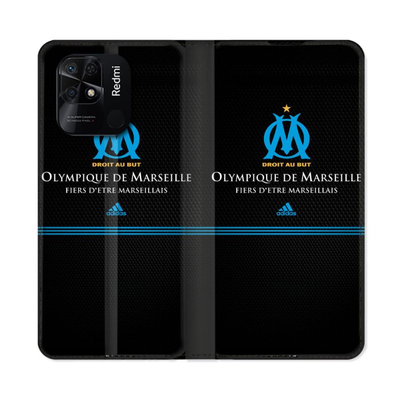Housse cuir portefeuille Pour Xiaomi Redmi 10C Olympique Marseille OM Fier etre Marseillais