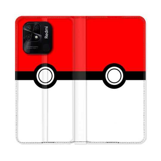 Housse cuir portefeuille Pour Xiaomi Redmi 10C Pokemon Pokeball