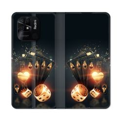 Housse cuir portefeuille Pour Xiaomi Redmi 10C Poker Des