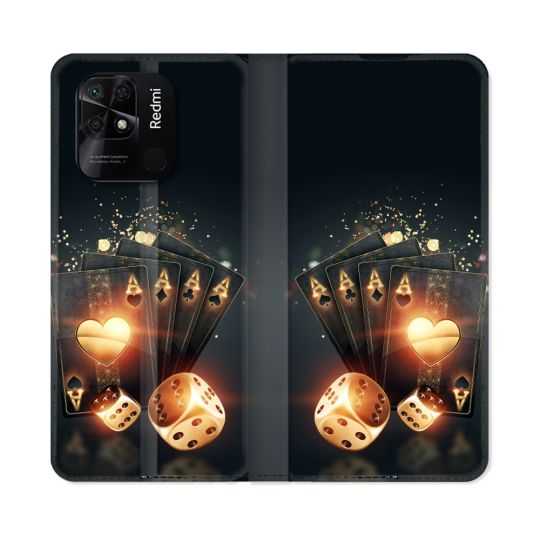 Housse cuir portefeuille Pour Xiaomi Redmi 10C Poker Des