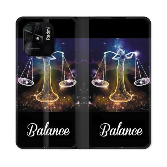 Housse cuir portefeuille Pour Xiaomi Redmi 10C Signe Zodiaque 2 Balance