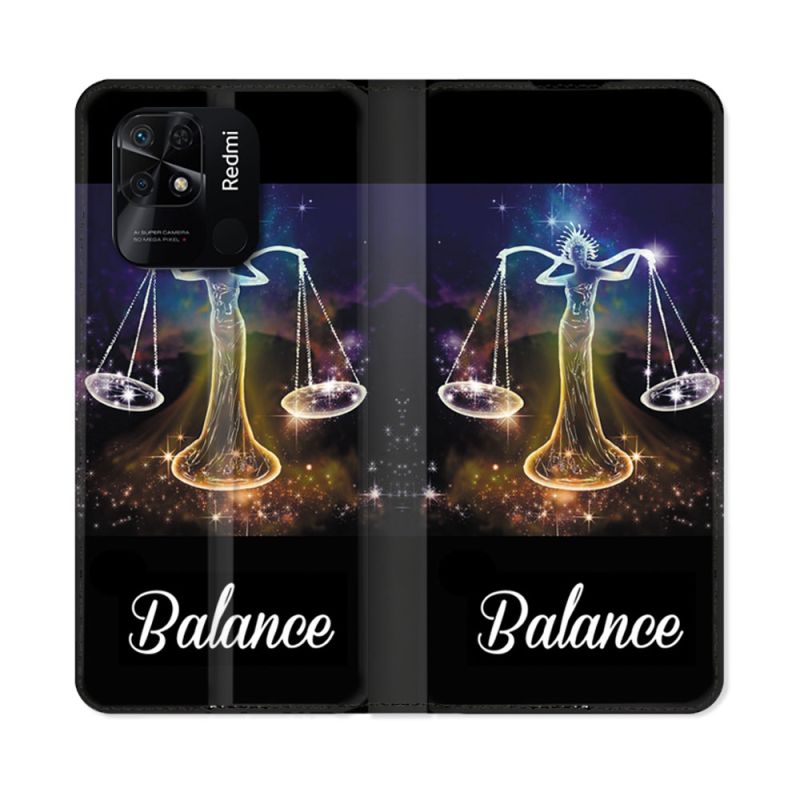 Housse cuir portefeuille Pour Xiaomi Redmi 10C Signe Zodiaque 2 Balance