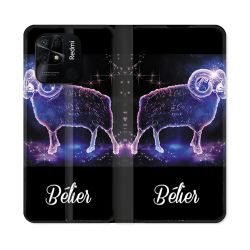 Housse cuir portefeuille Pour Xiaomi Redmi 10C Signe Zodiaque 2 Bélier