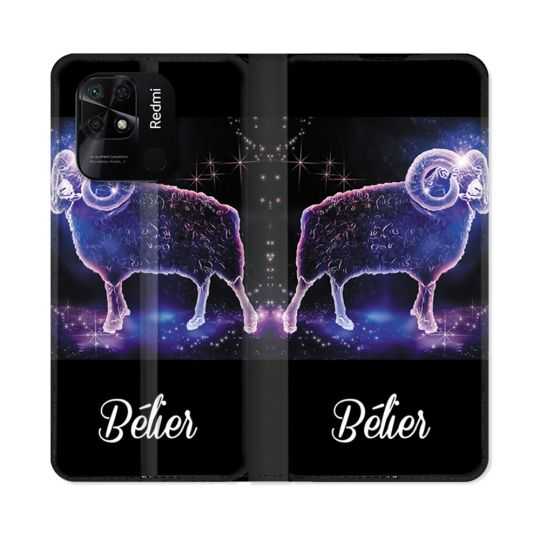 Housse cuir portefeuille Pour Xiaomi Redmi 10C Signe Zodiaque 2 Bélier