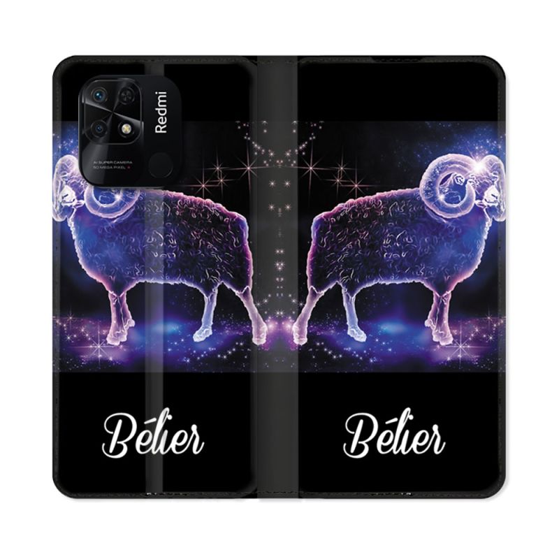 Housse cuir portefeuille Pour Xiaomi Redmi 10C Signe Zodiaque 2 Bélier