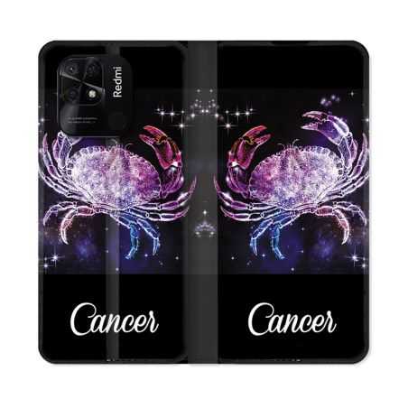 Housse cuir portefeuille Pour Xiaomi Redmi 10C Signe Zodiaque 2 Cancer