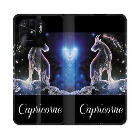 Housse cuir portefeuille Pour Xiaomi Redmi 10C Signe Zodiaque 2 Capricorne