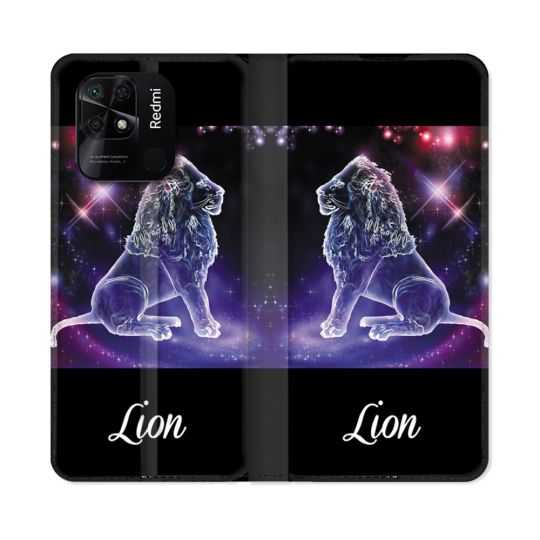 Housse cuir portefeuille Pour Xiaomi Redmi 10C Signe Zodiaque 2 Lion