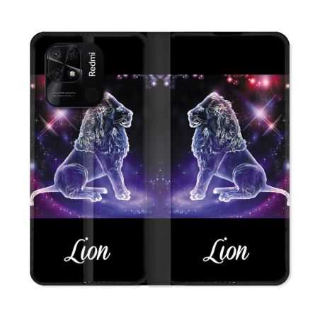 Housse cuir portefeuille Pour Xiaomi Redmi 10C Signe Zodiaque 2 Lion