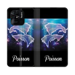 Housse cuir portefeuille Pour Xiaomi Redmi 10C Signe Zodiaque 2 Poisson