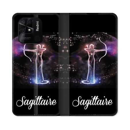 Housse cuir portefeuille Pour Xiaomi Redmi 10C Signe Zodiaque 2 Sagittaire