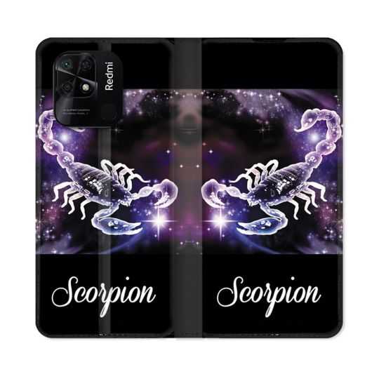 Housse cuir portefeuille Pour Xiaomi Redmi 10C Signe Zodiaque 2 Scorpion