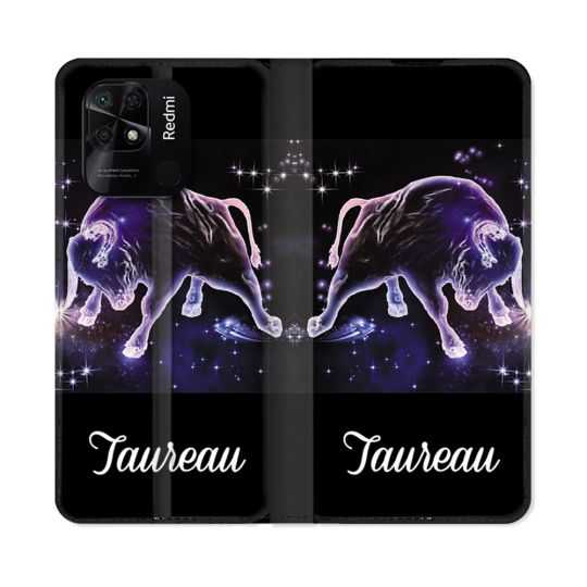 Housse cuir portefeuille Pour Xiaomi Redmi 10C Signe Zodiaque 2 Taureau