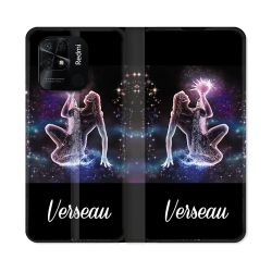 Housse cuir portefeuille Pour Xiaomi Redmi 10C Signe Zodiaque 2 Verseau