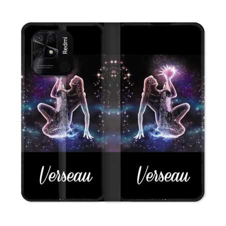 Housse cuir portefeuille Pour Xiaomi Redmi 10C Signe Zodiaque 2 Verseau