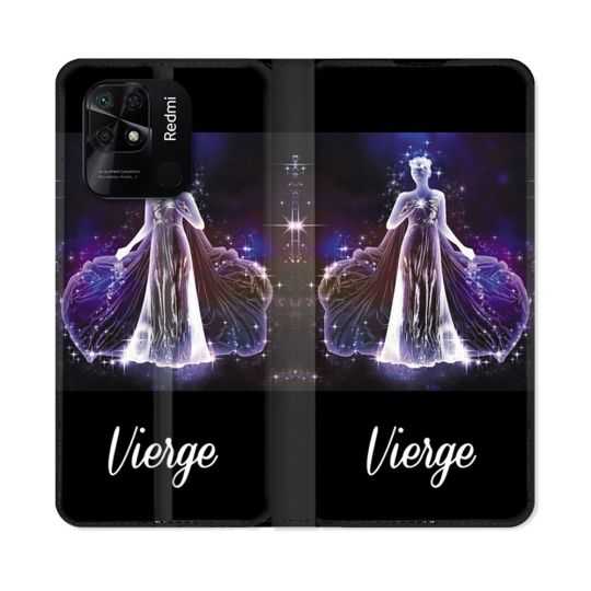 Housse cuir portefeuille Pour Xiaomi Redmi 10C Signe Zodiaque 2 Vierge