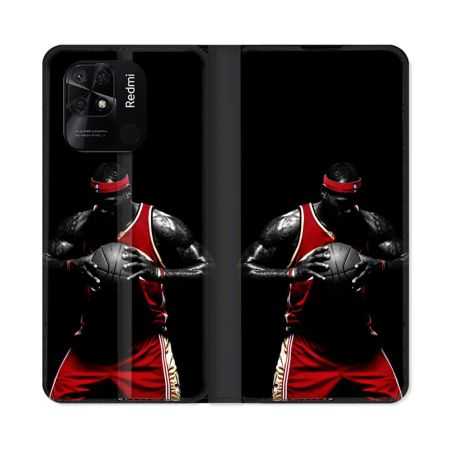 Housse cuir portefeuille Pour Xiaomi Redmi 10C Sport Basketeur