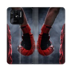 Housse cuir portefeuille Pour Xiaomi Redmi 10C Sport Boxe Gant Rouge