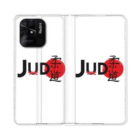 Housse cuir portefeuille Pour Xiaomi Redmi 10C Sport Judo Logo