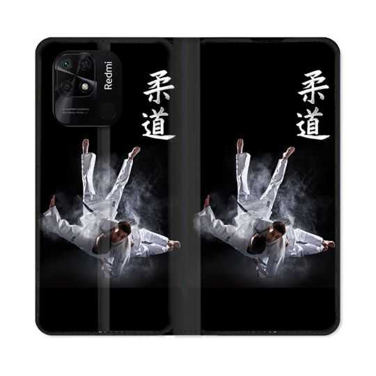 Housse cuir portefeuille Pour Xiaomi Redmi 10C Sport Judo Noir