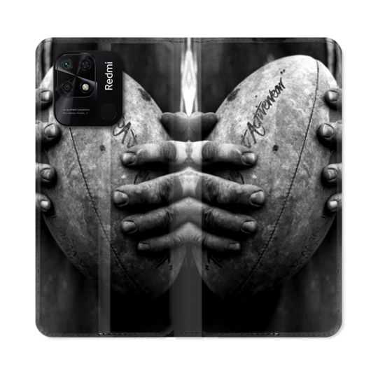 Housse cuir portefeuille Pour Xiaomi Redmi 10C Sport Rugby Ballon Vintage