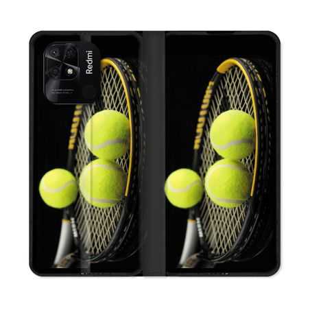 Housse cuir portefeuille Pour Xiaomi Redmi 10C Sport Tennis Balls