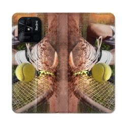 Housse cuir portefeuille Pour Xiaomi Redmi 10C Sport Tennis Glissade