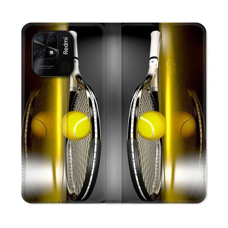 Housse cuir portefeuille Pour Xiaomi Redmi 10C Sport Tennis Reflet