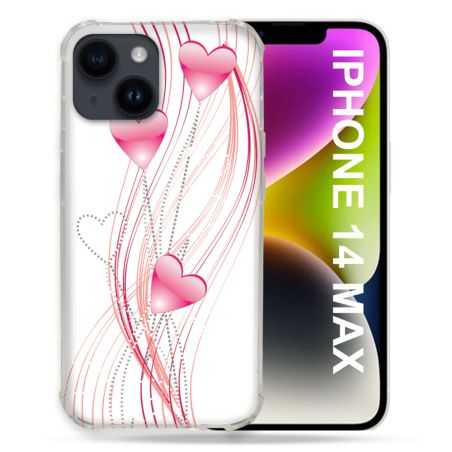 Coque Compatible MagSafe Pour Iphone 14 Plus (6.7) Amour Coeur Rose Montant sur Blanc
