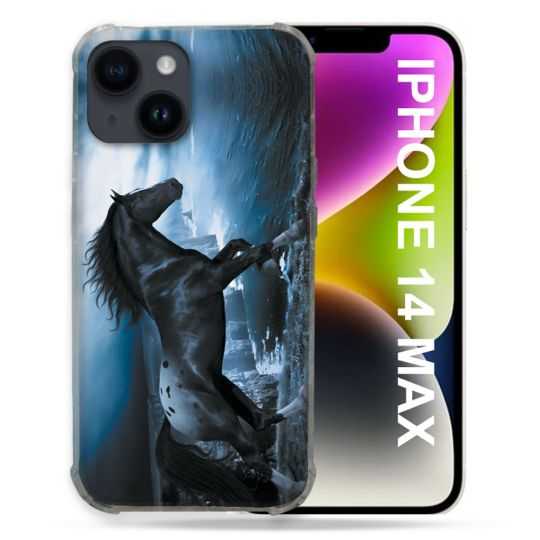Coque Compatible MagSafe Pour Iphone 14 Plus (6.7) Animal Cheval Noir