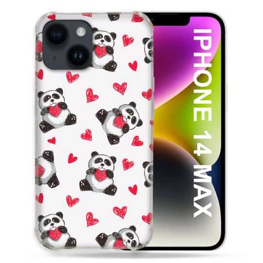 Coque Compatible MagSafe Pour Iphone 14 Plus (6.7) Animal Panda Coeur