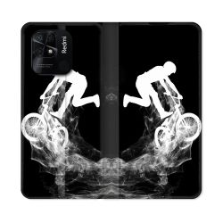 Housse cuir portefeuille Pour Xiaomi Redmi 10C Sport VTT Noir